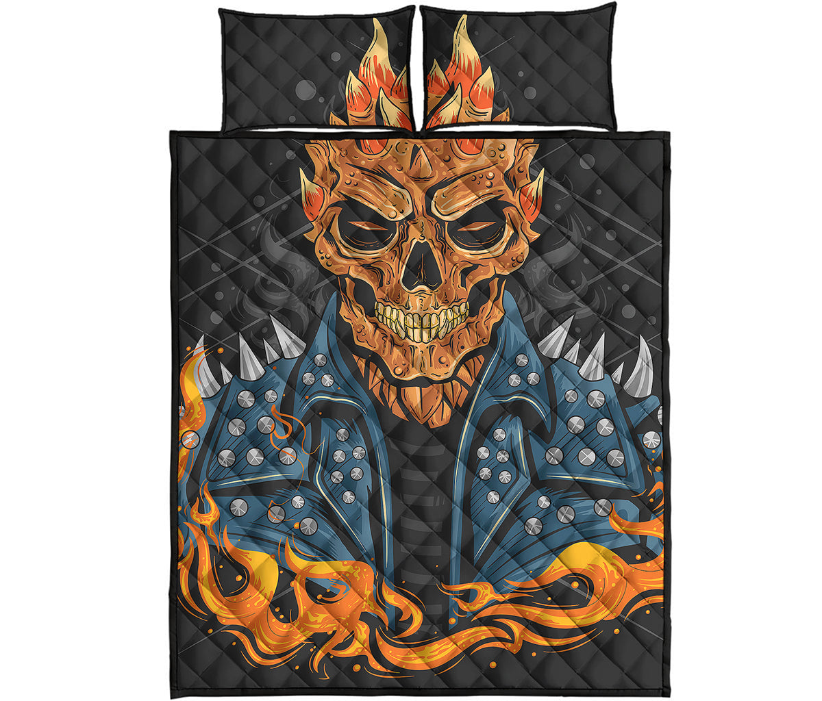 Fire Punk Devil Print Quilt Bed Set