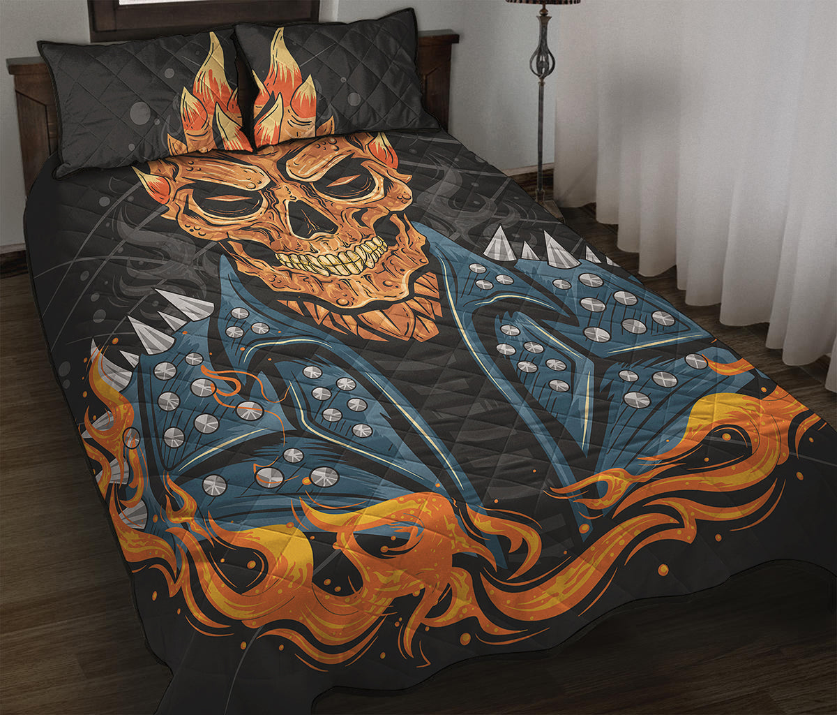 Fire Punk Devil Print Quilt Bed Set
