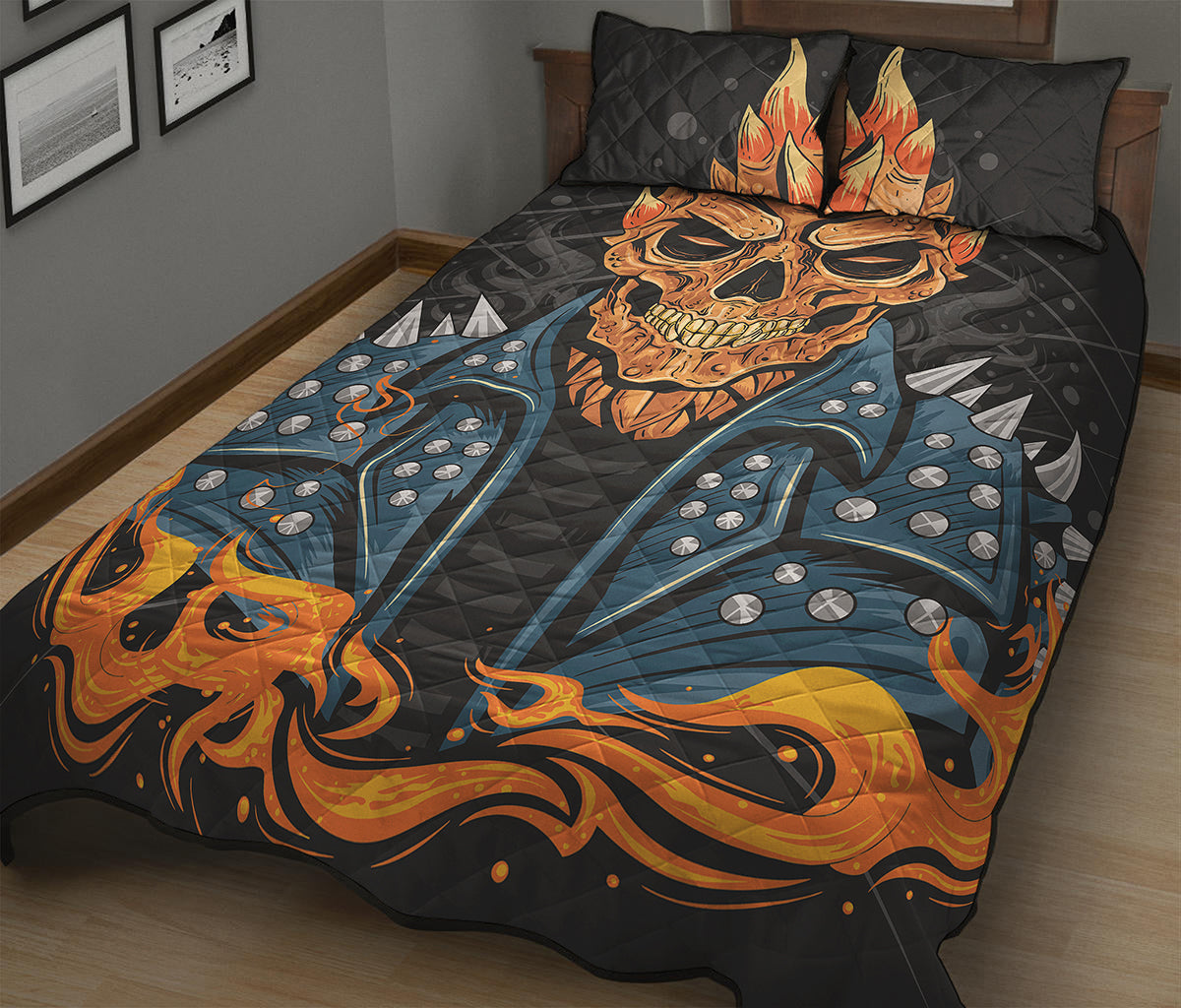 Fire Punk Devil Print Quilt Bed Set