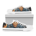 Fire Punk Devil Print White Low Top Shoes