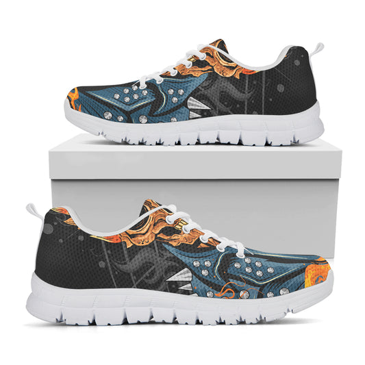 Fire Punk Devil Print White Sneakers