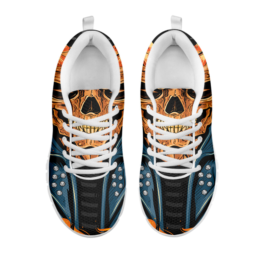 Fire Punk Devil Print White Sneakers