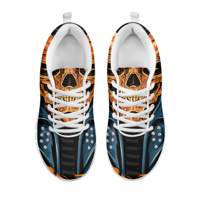 Fire Punk Devil Print White Sneakers