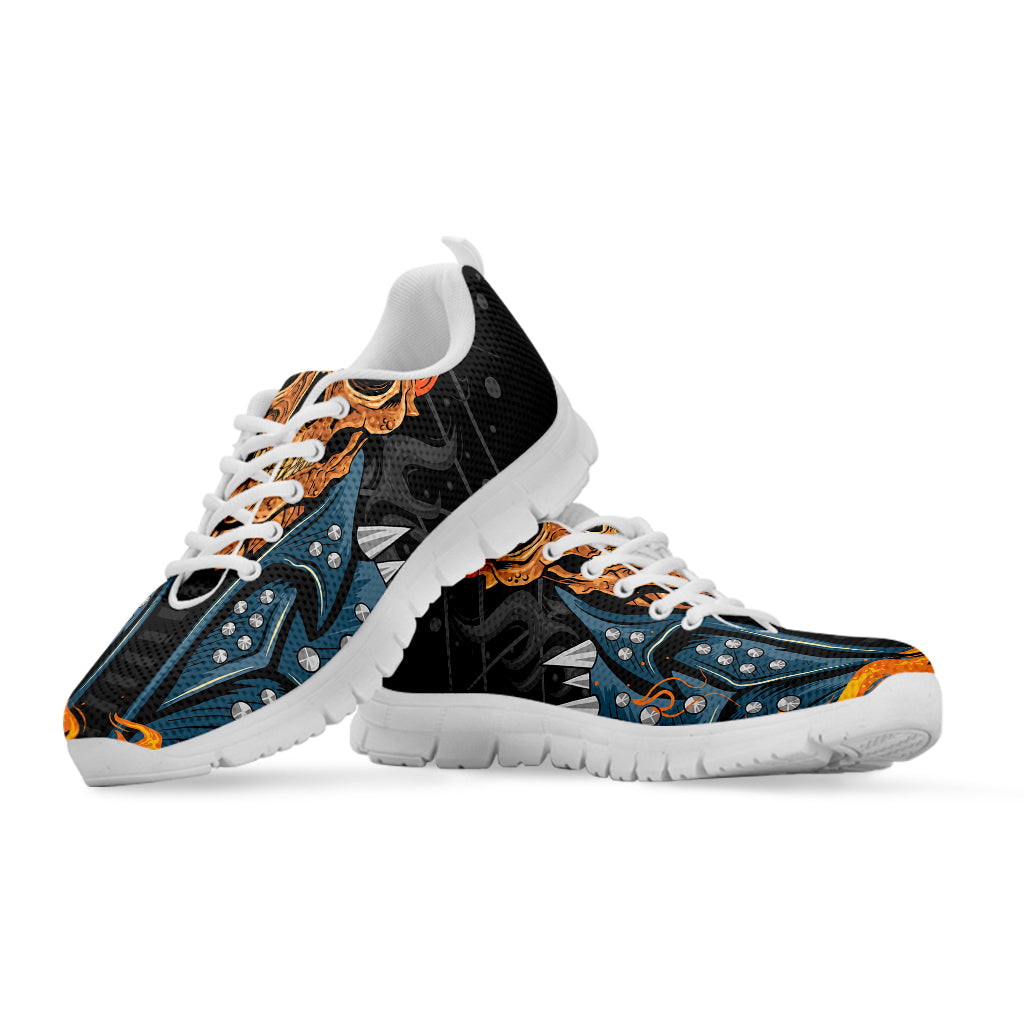 Fire Punk Devil Print White Sneakers