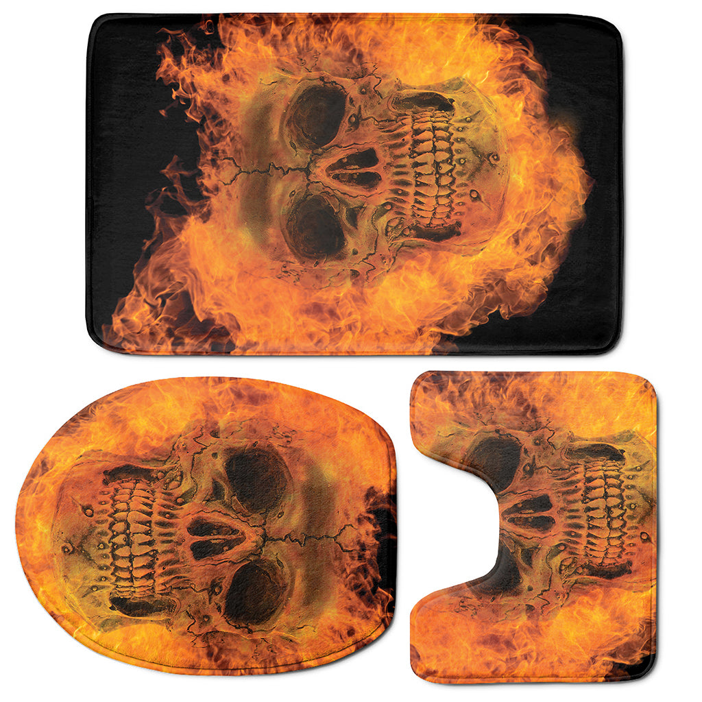 Fire Skull Print 3 Piece Bath Mat Set