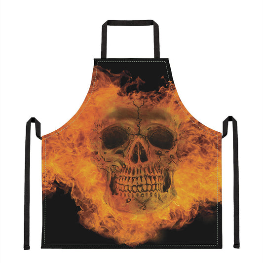 Fire Skull Print Apron