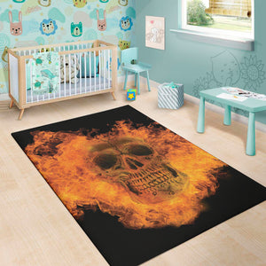 Fire Skull Print Area Rug