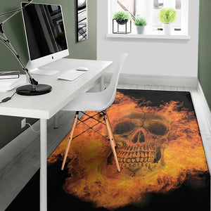 Fire Skull Print Area Rug