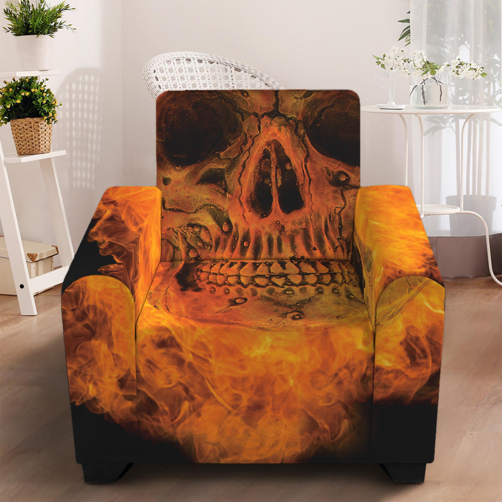 Fire Skull Print Armchair Slipcover