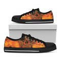 Fire Skull Print Black Low Top Sneakers