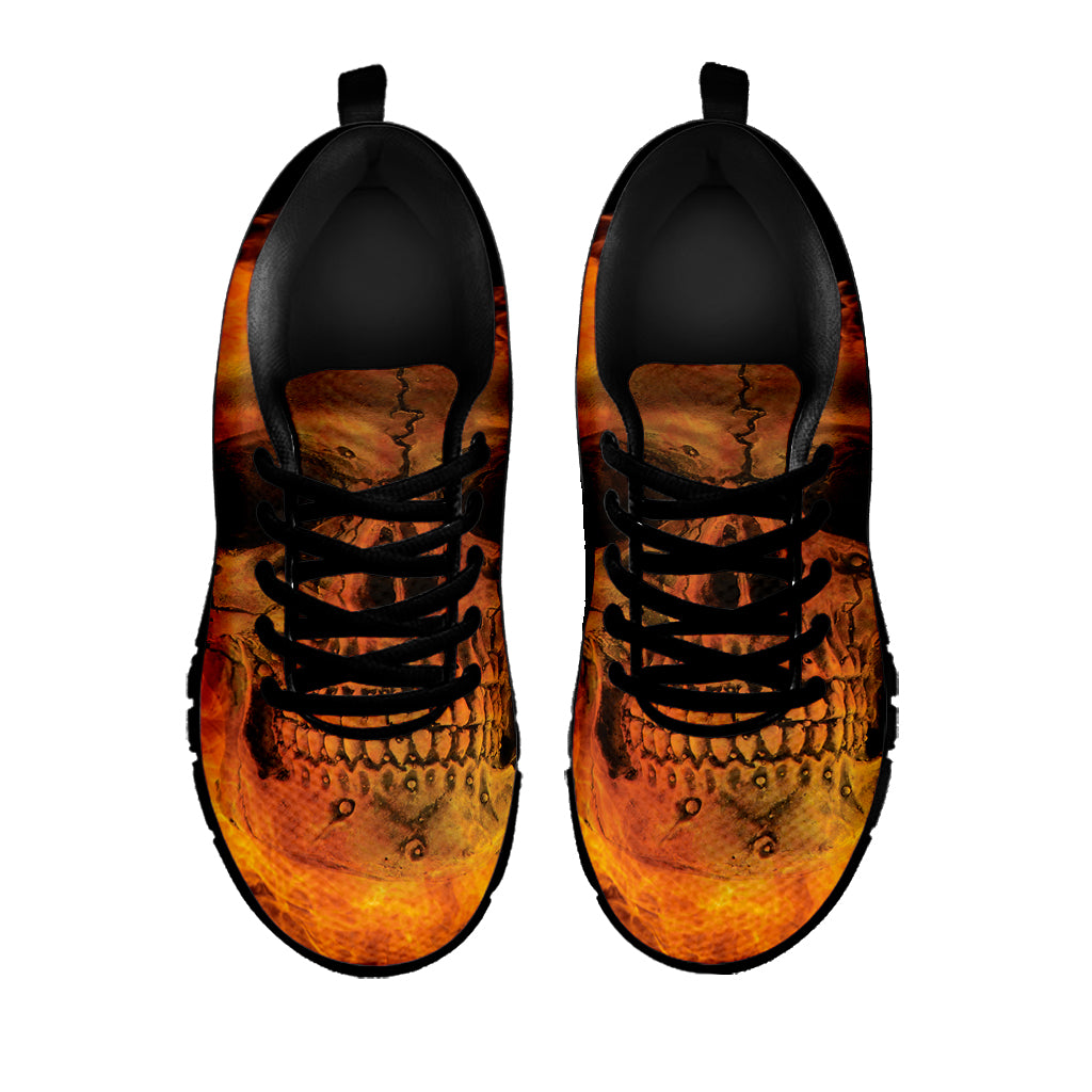 Fire Skull Print Black Sneakers