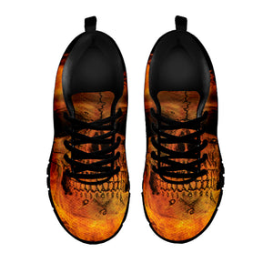 Fire Skull Print Black Sneakers