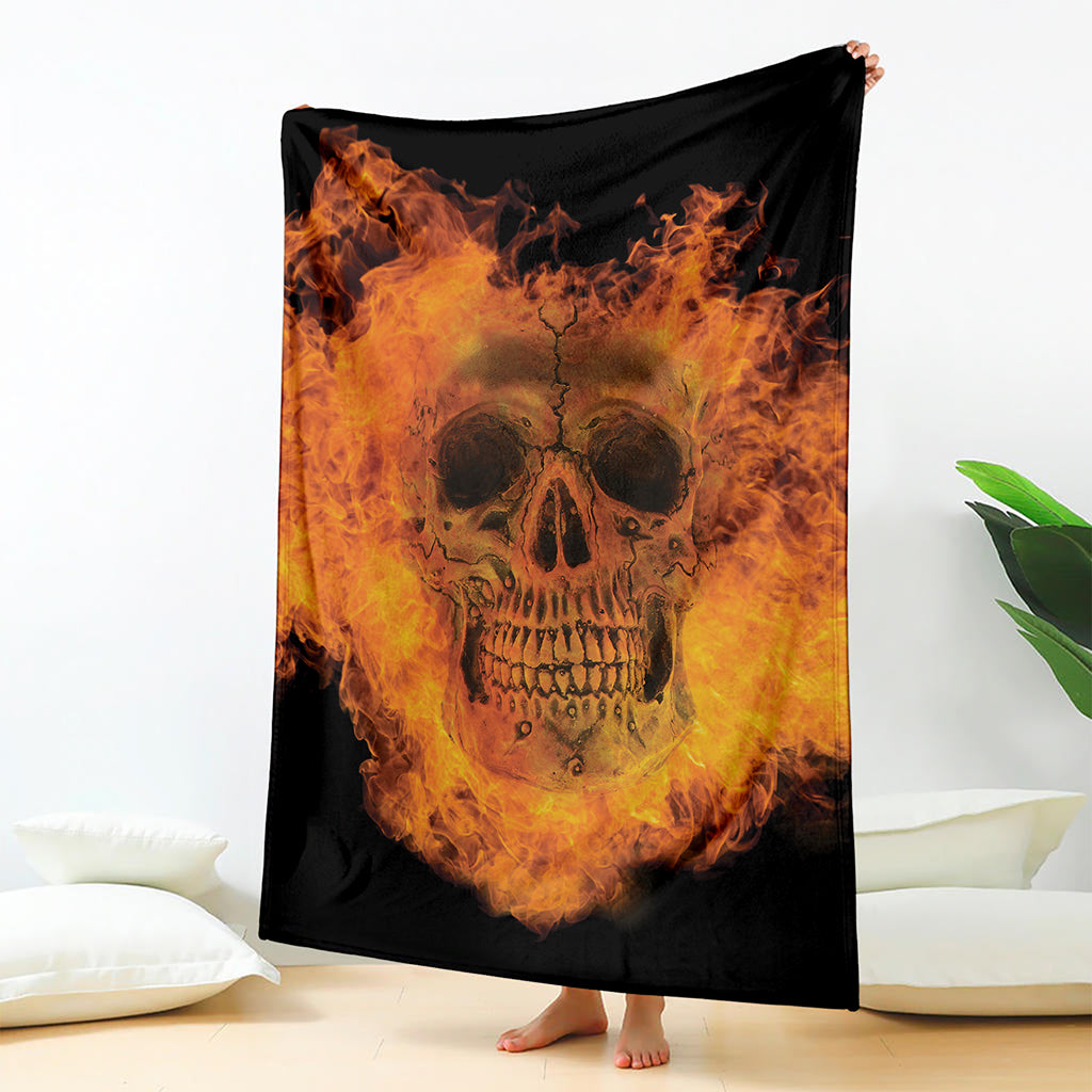Fire Skull Print Blanket