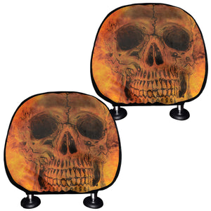 Fire Skull Print Car Headrest Covers