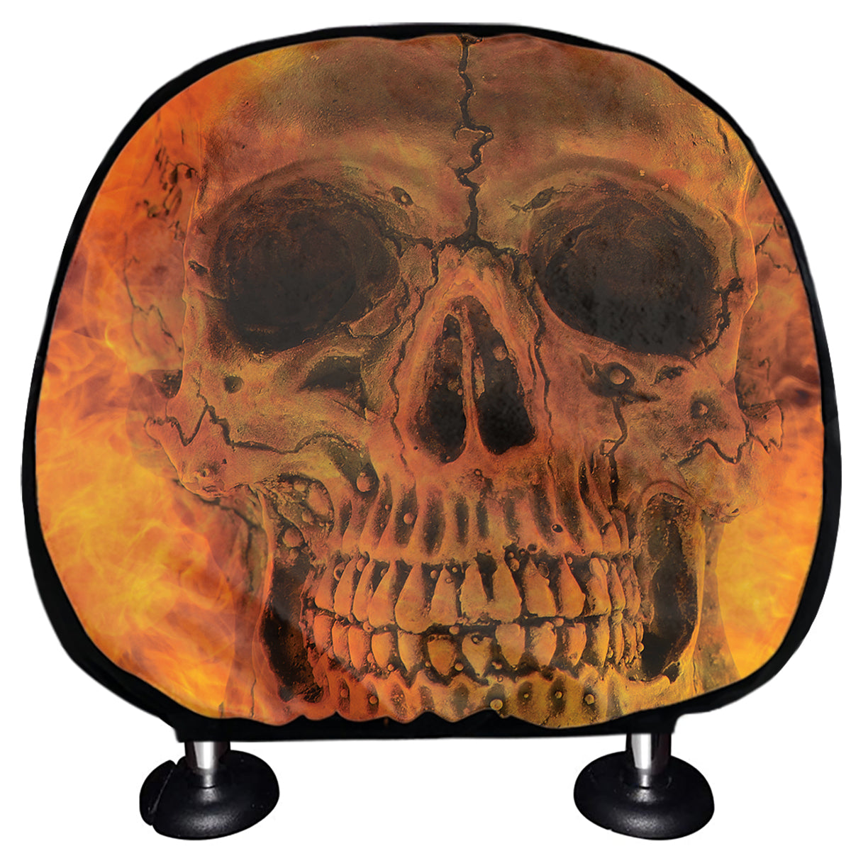 Fire Skull Print Car Headrest Covers