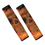 Fire Skull Print Car Seat Belt Covers