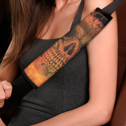 Fire Skull Print Car Seat Belt Covers