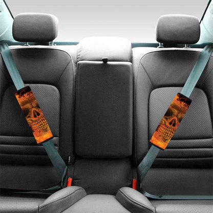 Fire Skull Print Car Seat Belt Covers