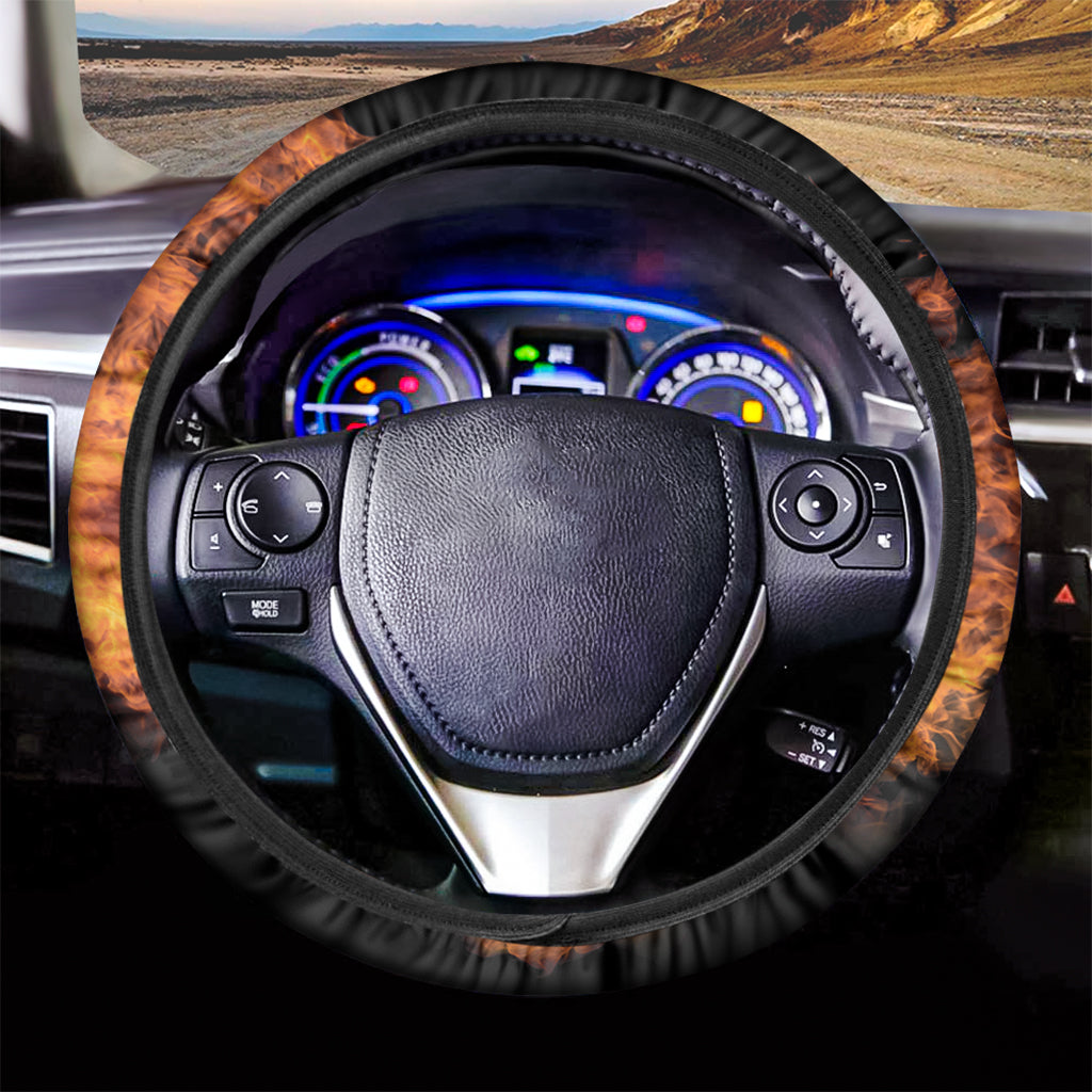 Fire Skull Print Car Steering Wheel Cover