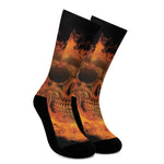 Fire Skull Print Crew Socks