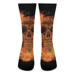 Fire Skull Print Crew Socks