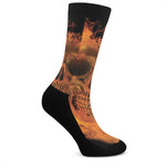 Fire Skull Print Crew Socks