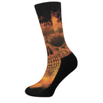 Fire Skull Print Crew Socks