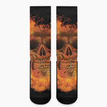 Fire Skull Print Crew Socks