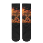 Fire Skull Print Crew Socks