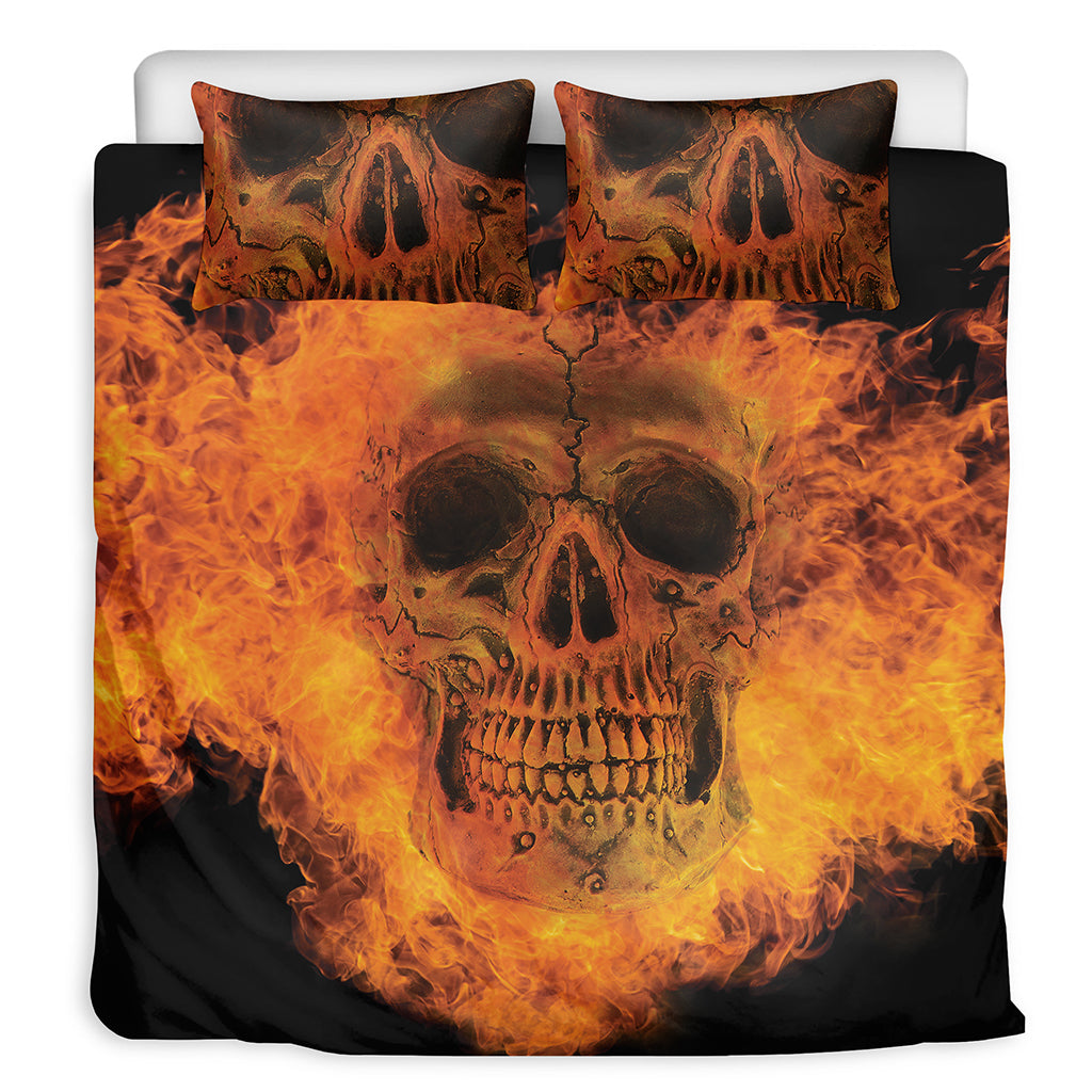 Fire Skull Print Duvet Cover Bedding Set