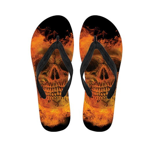 Fire Skull Print Flip Flops