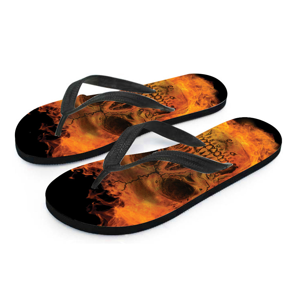 Fire Skull Print Flip Flops