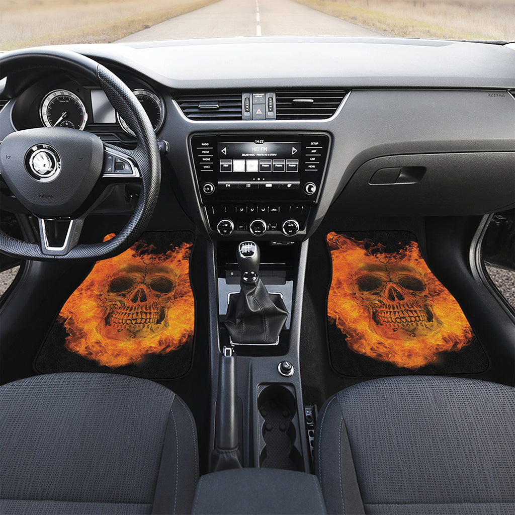 Fire Skull Print Front and Back Car Floor Mats