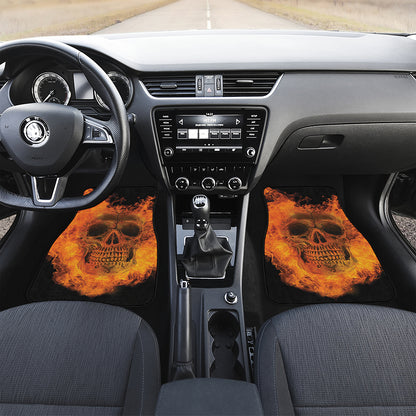 Fire Skull Print Front and Back Car Floor Mats