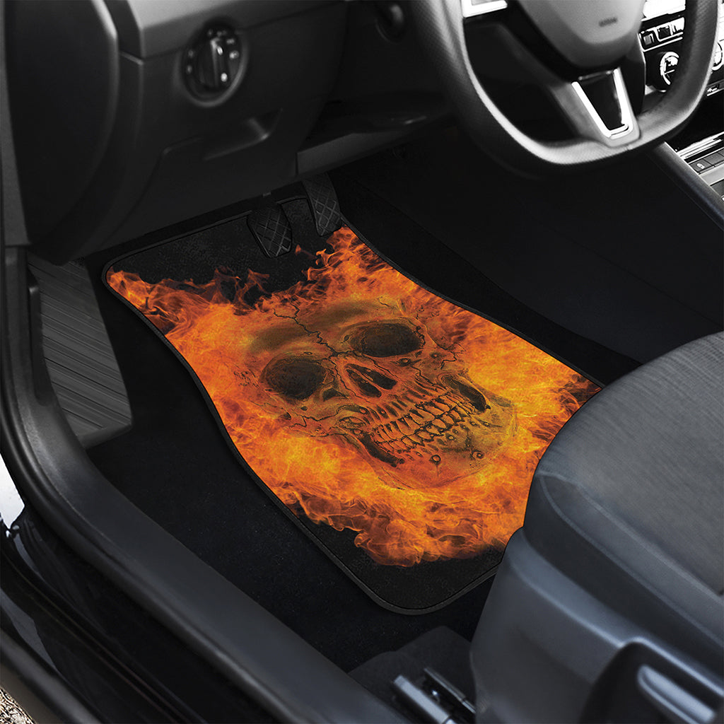 Fire Skull Print Front and Back Car Floor Mats