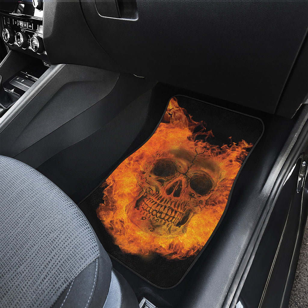 Fire Skull Print Front and Back Car Floor Mats