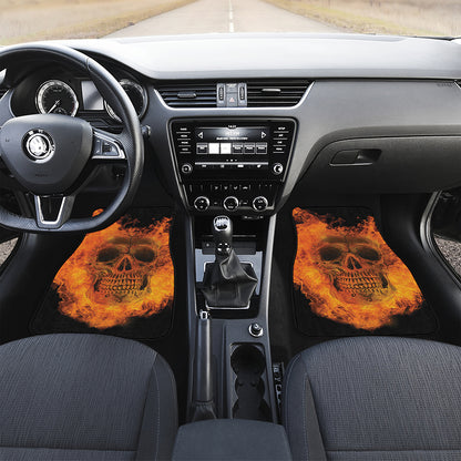 Fire Skull Print Front Car Floor Mats