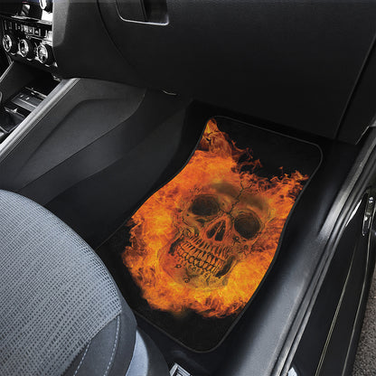 Fire Skull Print Front Car Floor Mats