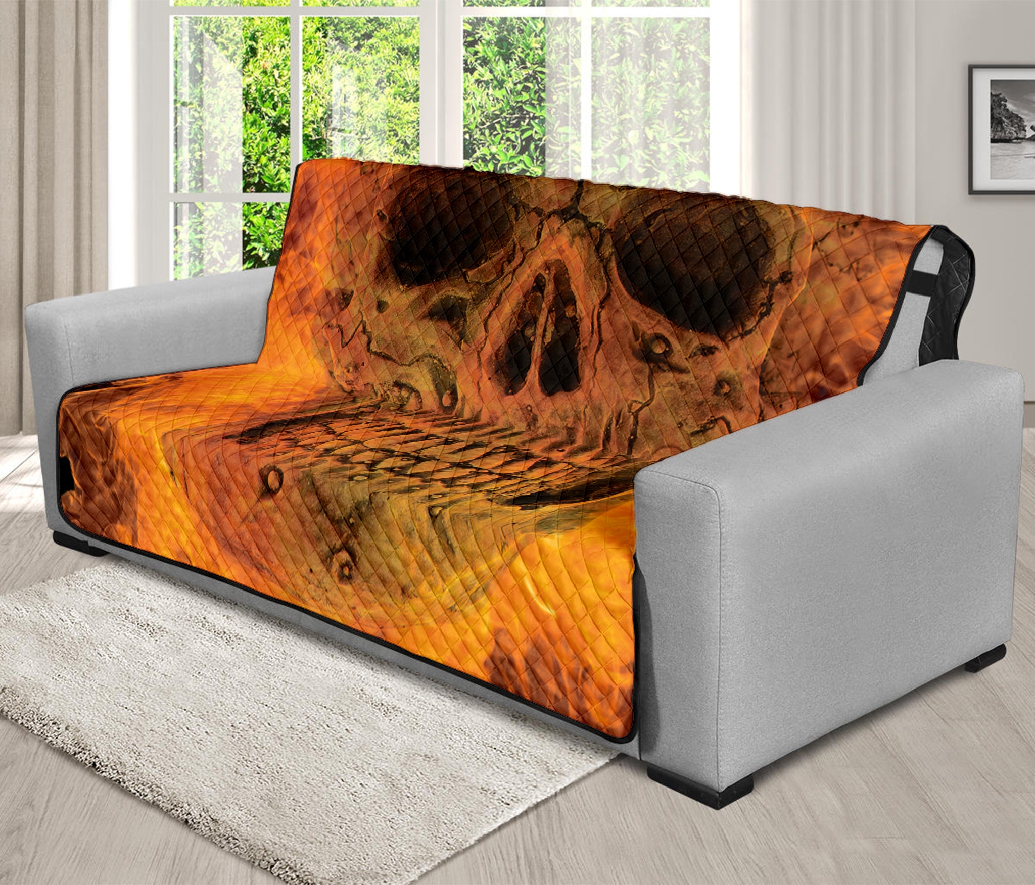 Fire Skull Print Futon Protector