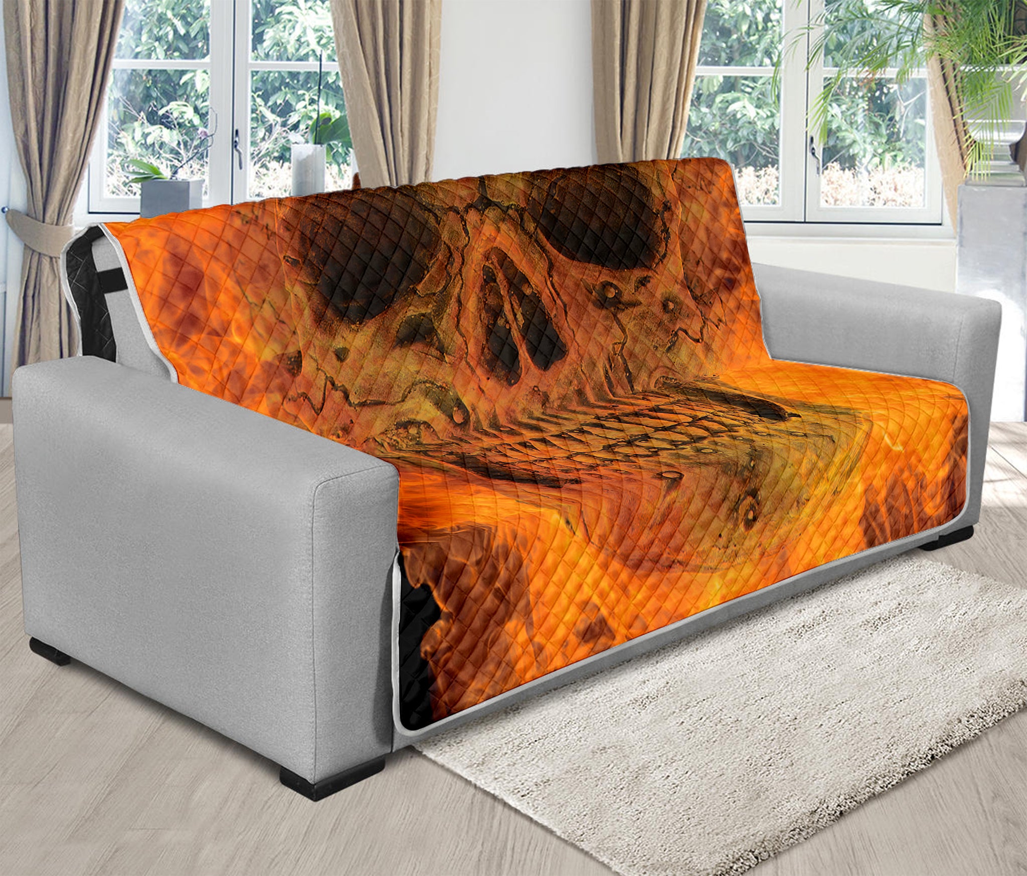 Fire Skull Print Futon Protector