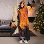 Fire Skull Print Hooded Blanket