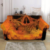 Fire Skull Print Loveseat Slipcover