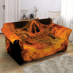 Fire Skull Print Loveseat Slipcover