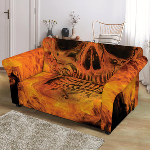 Fire Skull Print Loveseat Slipcover