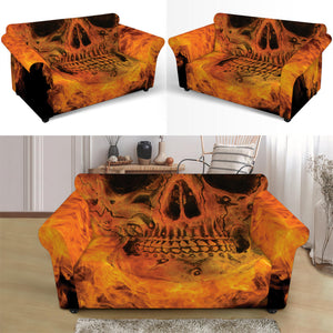 Fire Skull Print Loveseat Slipcover