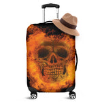 Fire Skull Print Luggage Cover