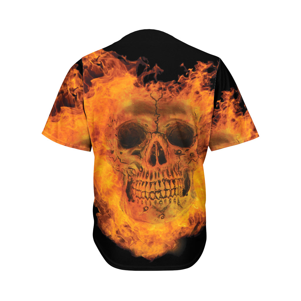 Fire Skull Print Men's Baseball Jersey