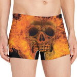 Fire Skull Print Men's Boxer Briefs