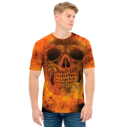 Fire Skull Print Men's T-Shirt