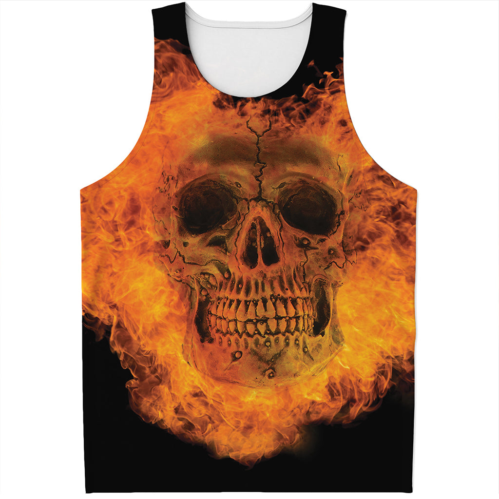 Fire Skull Print Men's Tank Top